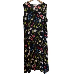 WOMEN WITHIN Sleeveless Floral Maxi Dress - Black Multicolor Floral Print L.